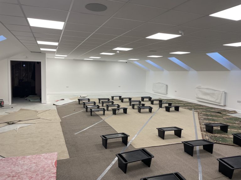 temporary carpet fitted for the madrasa classes